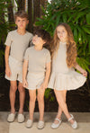 Button sand linen pull on shorts by Coco Blanc