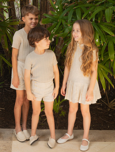 Button sand linen pull on shorts by Coco Blanc