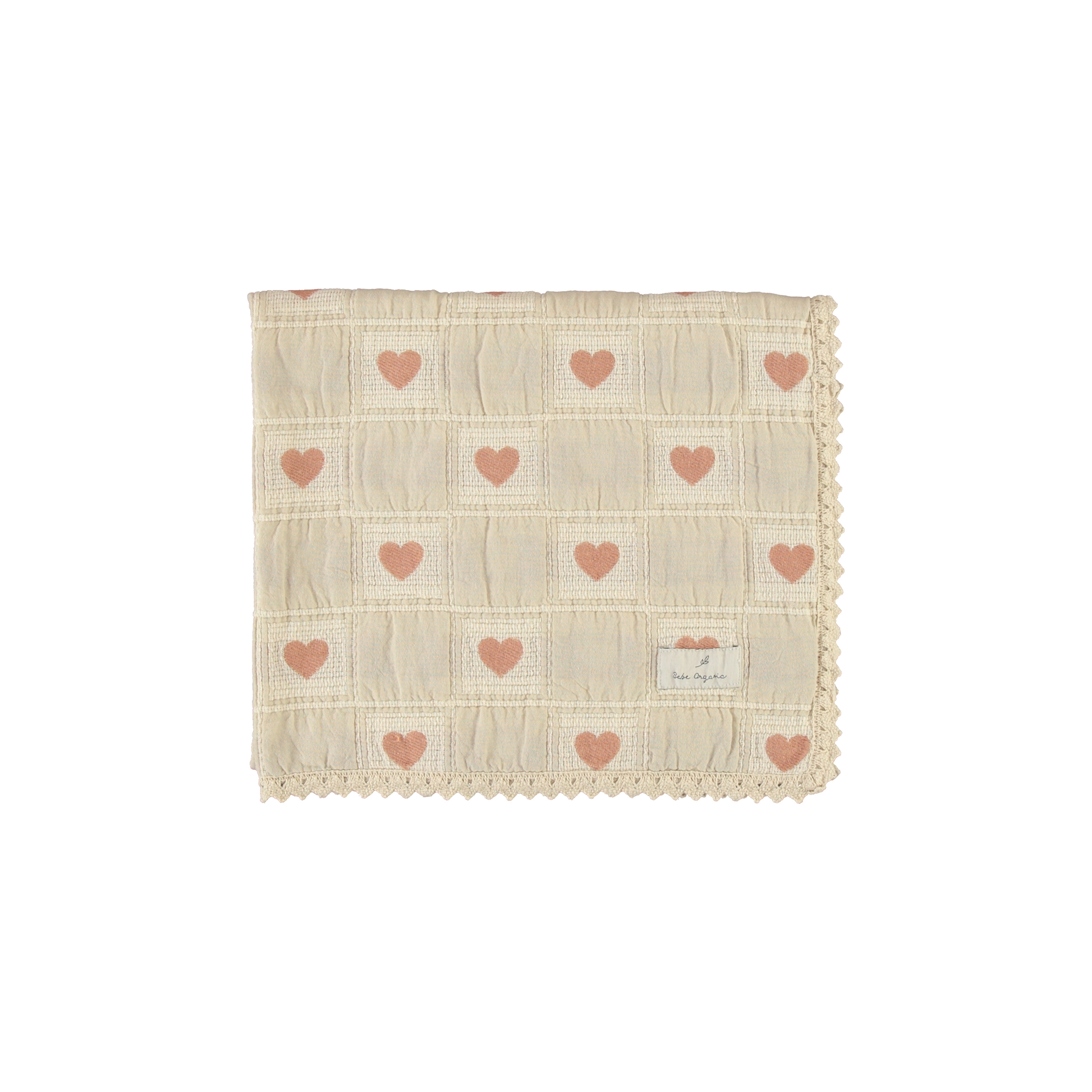 Bebe Organic Patchwork mauve heart blanket – Flying Colors