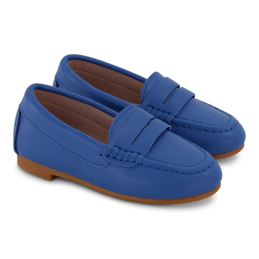 Leather blue penny loafer by Zeebra Kids