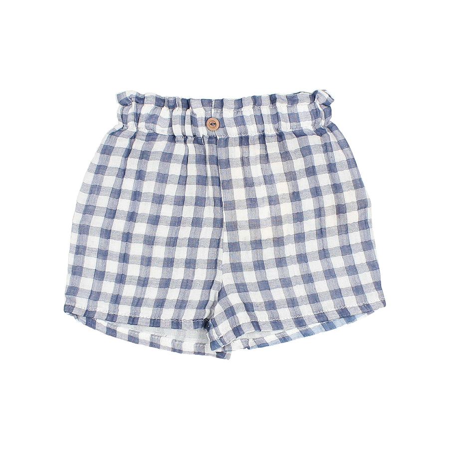 Gingham blue stone shorts by Buho