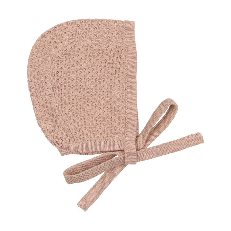 Rose knit wrap pointelle footie + bonnet by Lilette