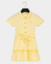 Belt collared yellow dress by Escada