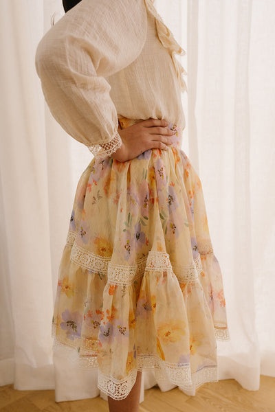 Watercolor linen skirt by Petite Amalie