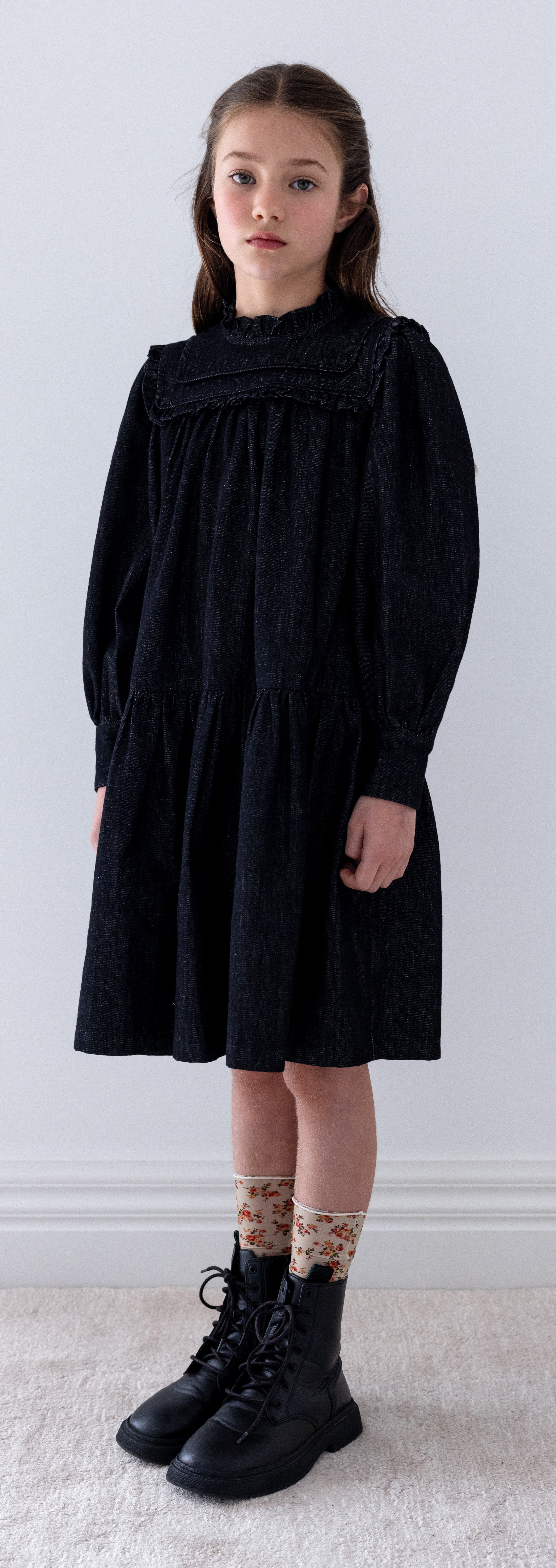 Steph Frill yoke black wash dress
