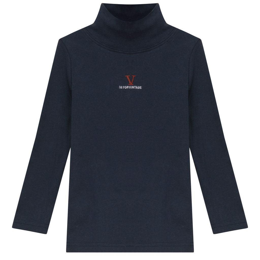 Calla Lili Vintage navy mockneck