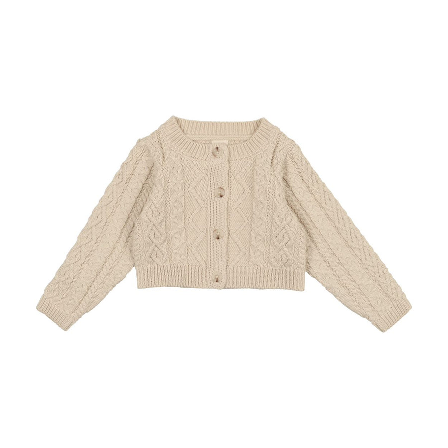 Chunky cable natural cardigan by Lil Leggs