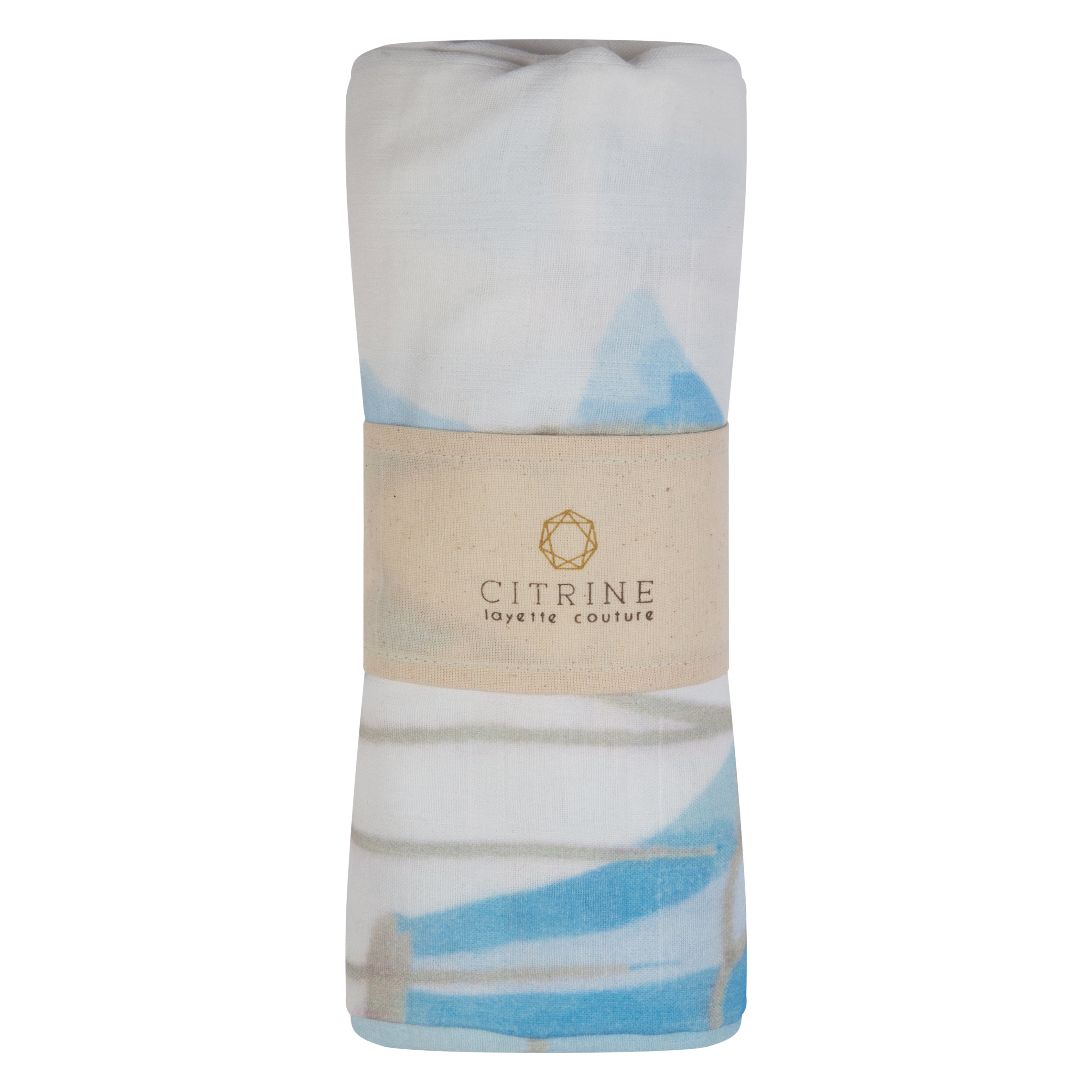 Hot air balloon white/blue swaddle by Citrine
