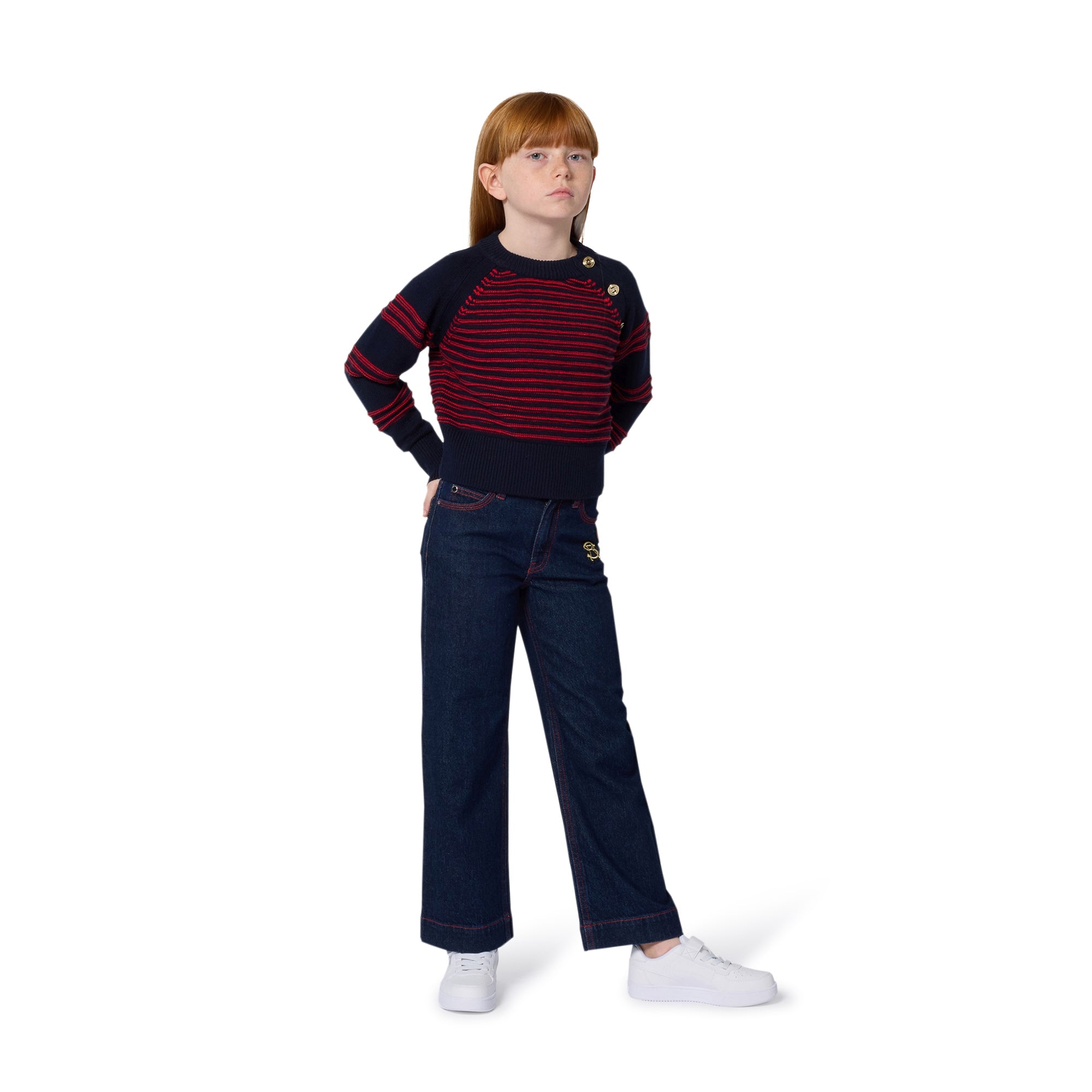 Sonia Rykiel Shoulder button stripe sweater