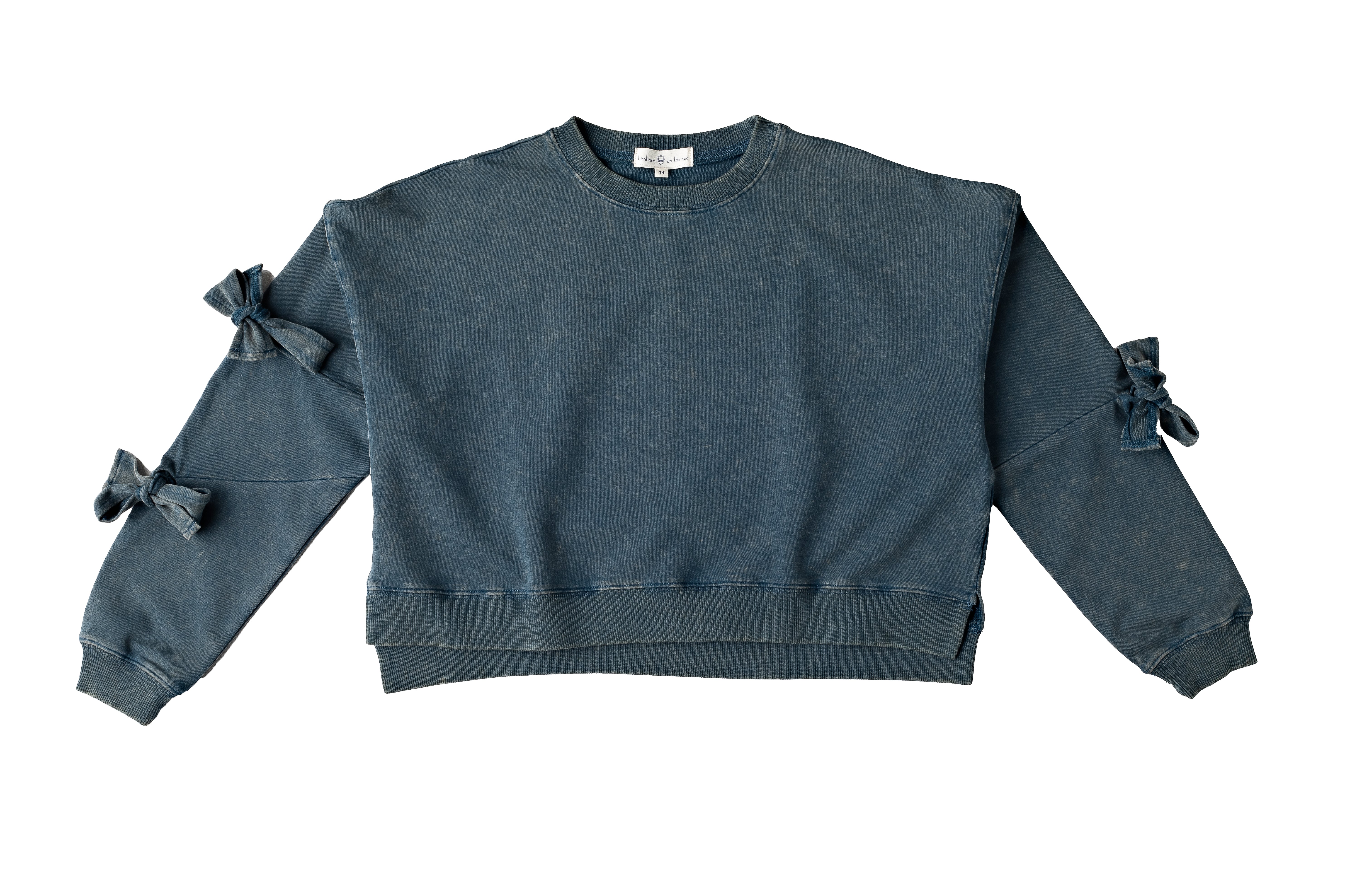 Birnham On The Sea Bow cropped teal sweatshirt