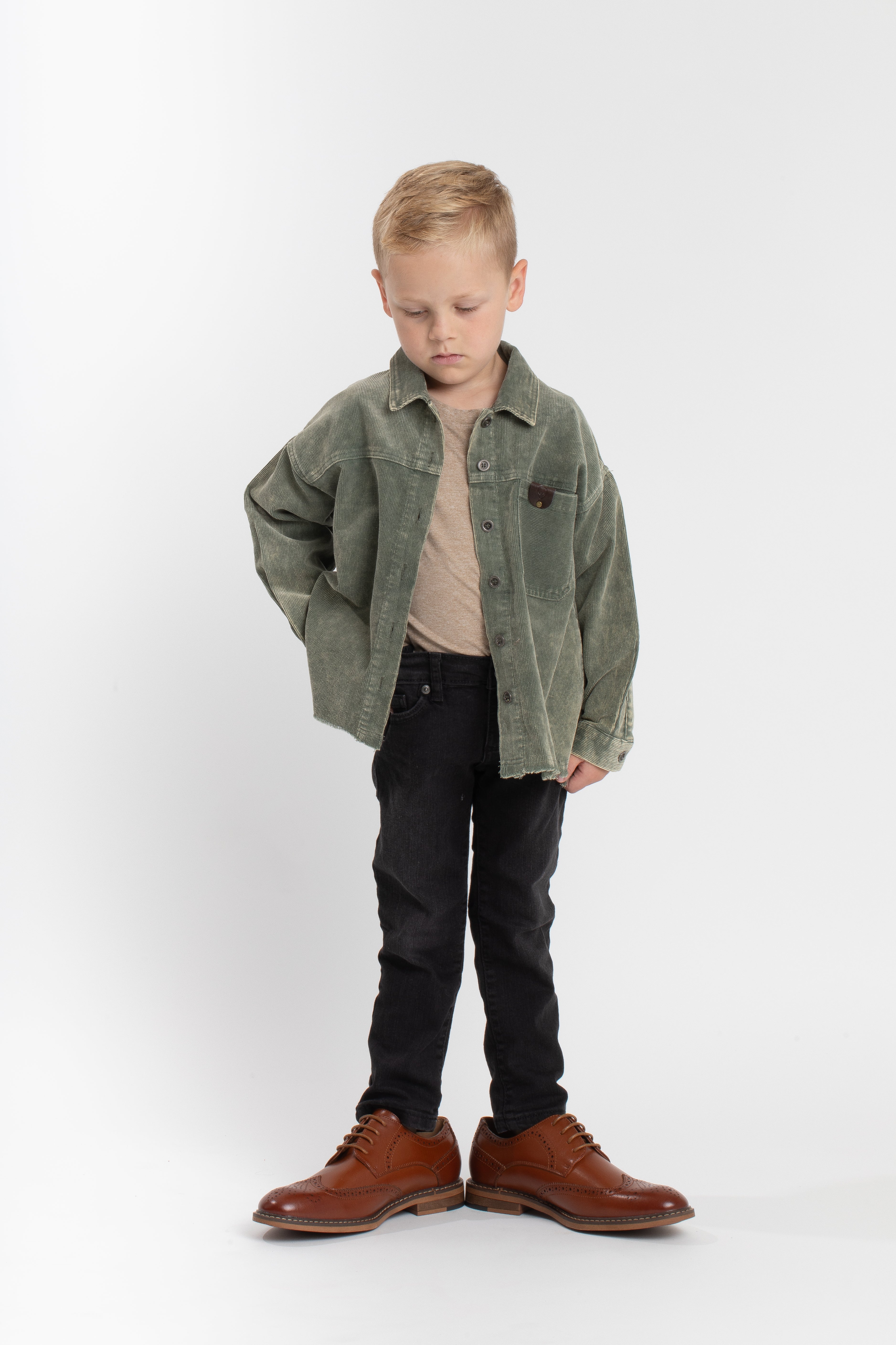 Birnham On The Sea Corduroy green oversized shirt