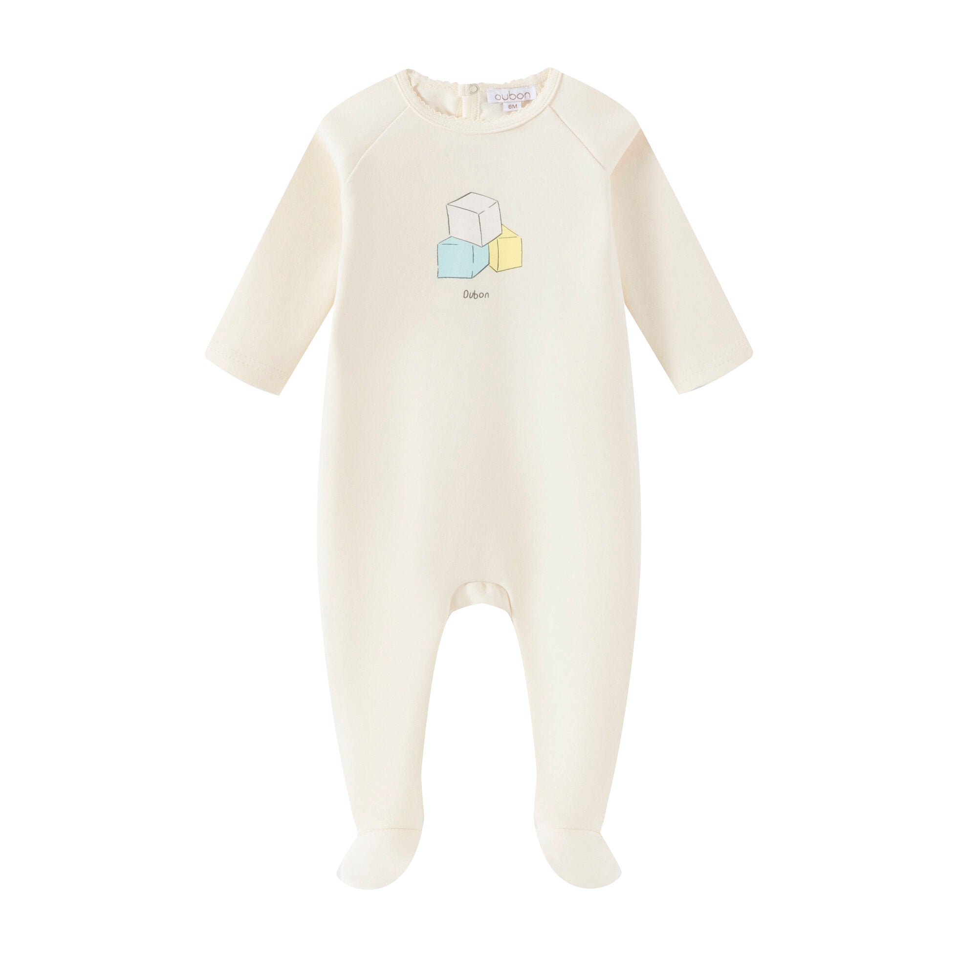 Oubon Block print boy footie + hat