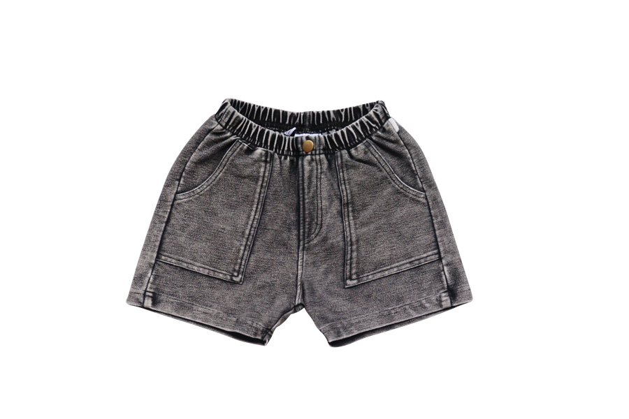 Stonewash grey jean shorts by Crew Basics