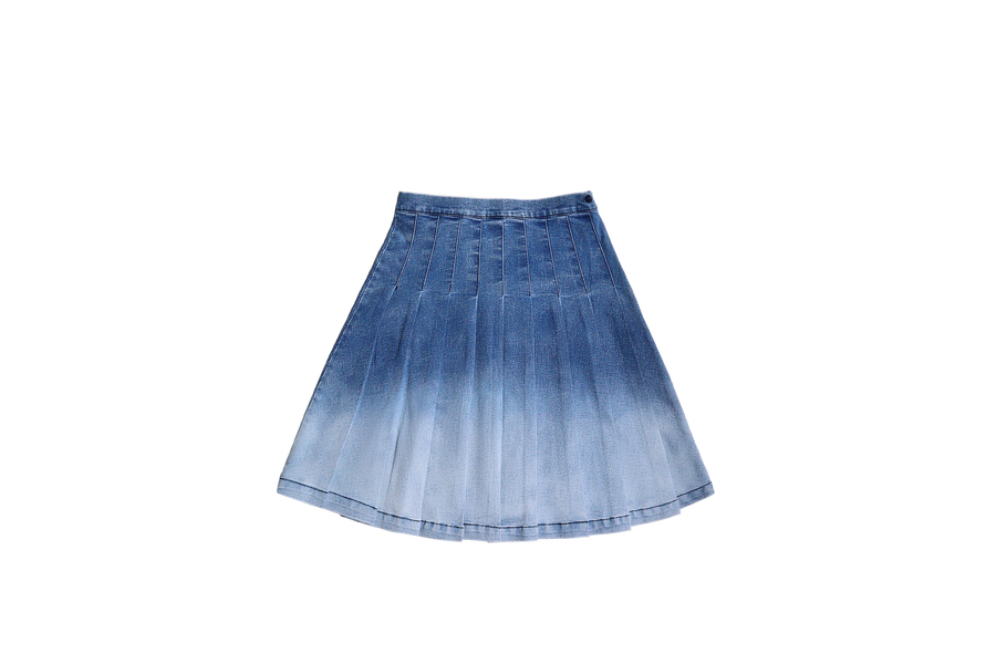 Ombre denim pleated skirt by Crew Basics