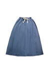 Paneled light blue denim maxi skirt by Crew Basics