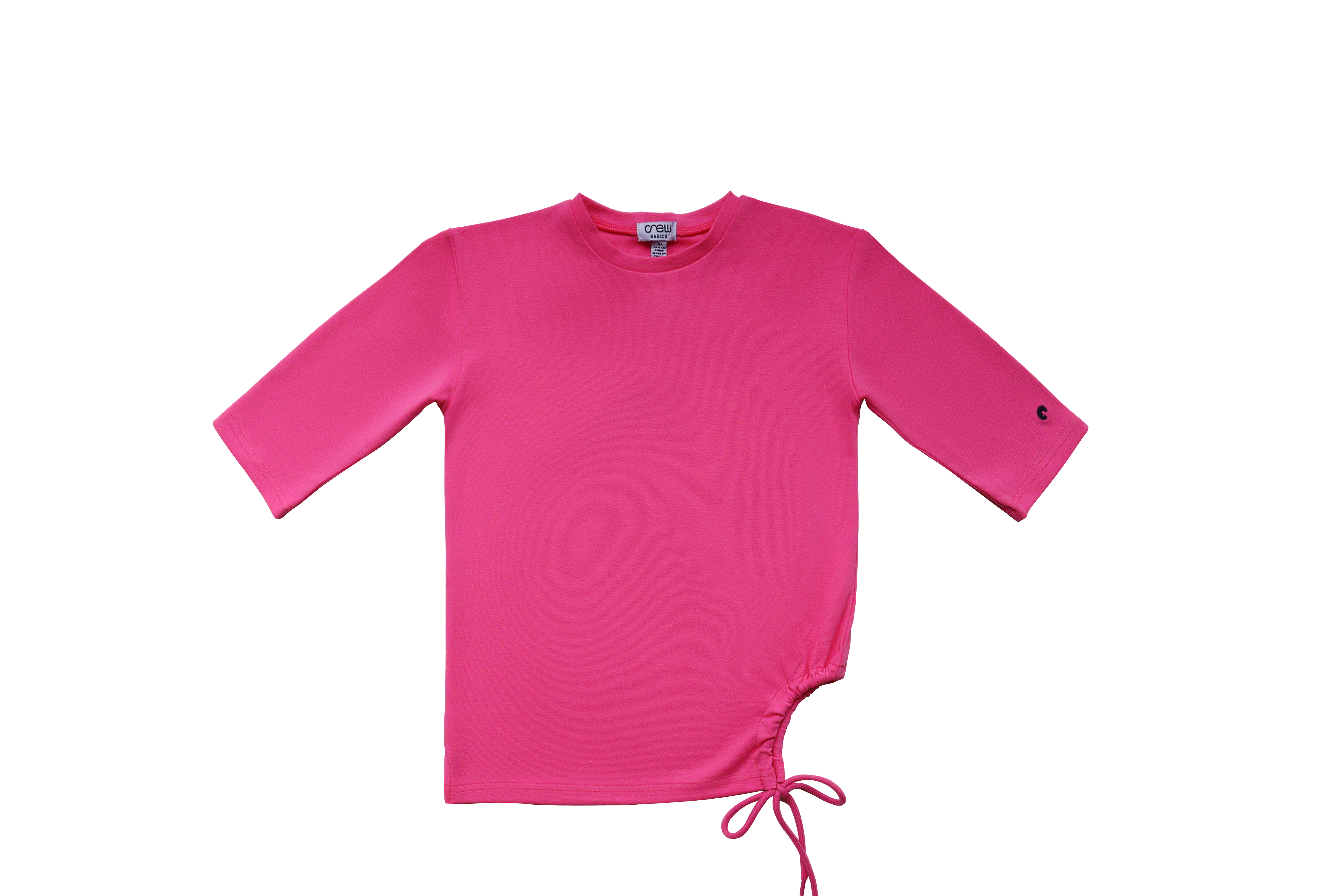 Pink drawstring tee by Crew Basics