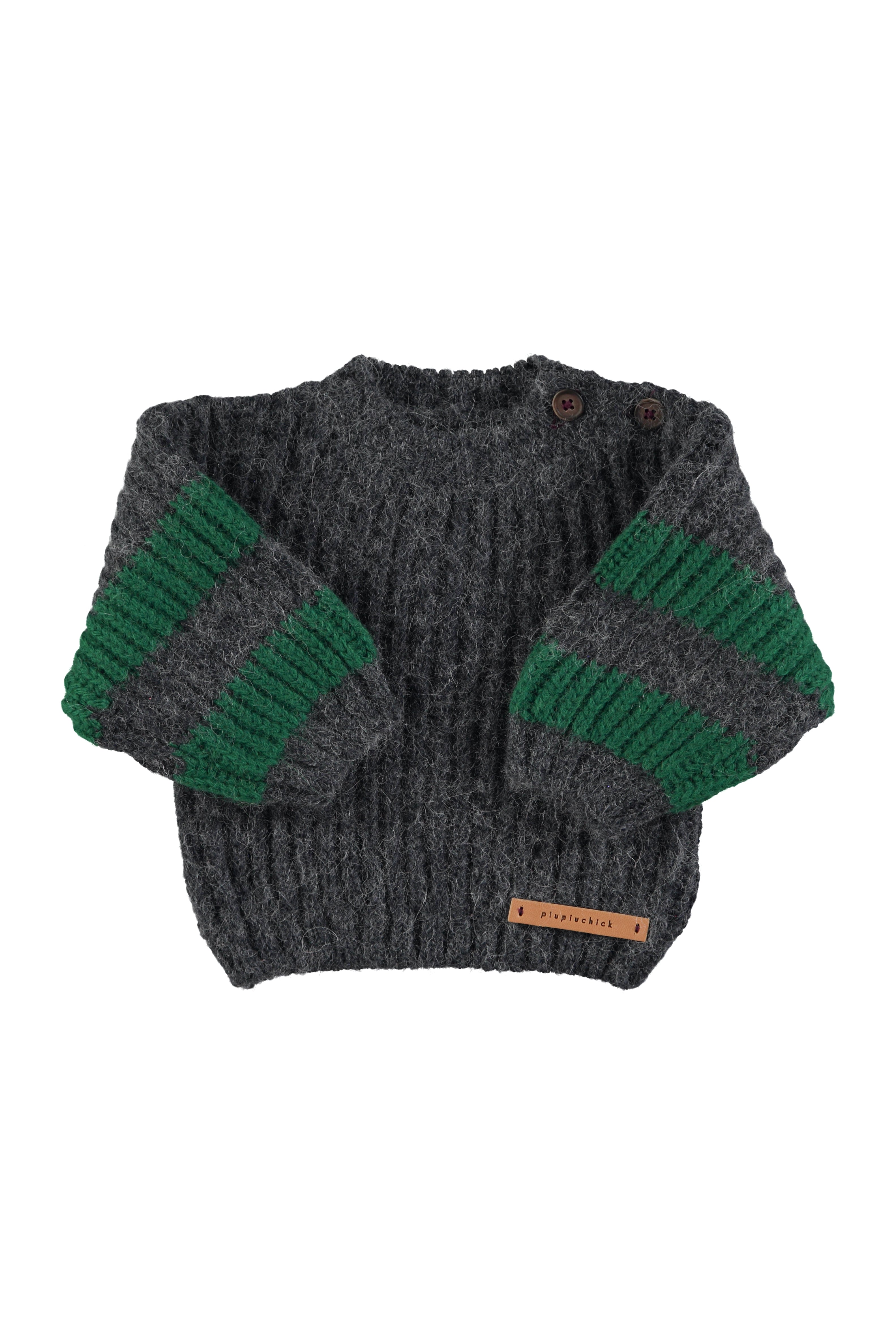 Piupiuchick Grey & green stripes sweater