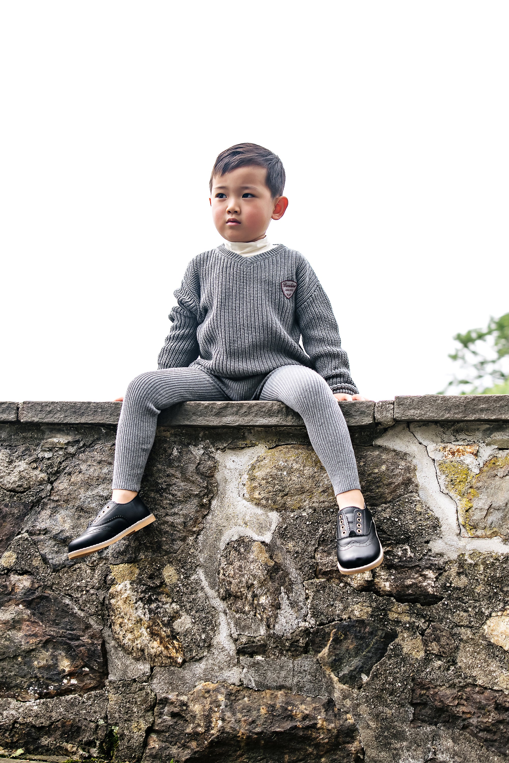 Lil Legs Mid grey knit v-neck sweater