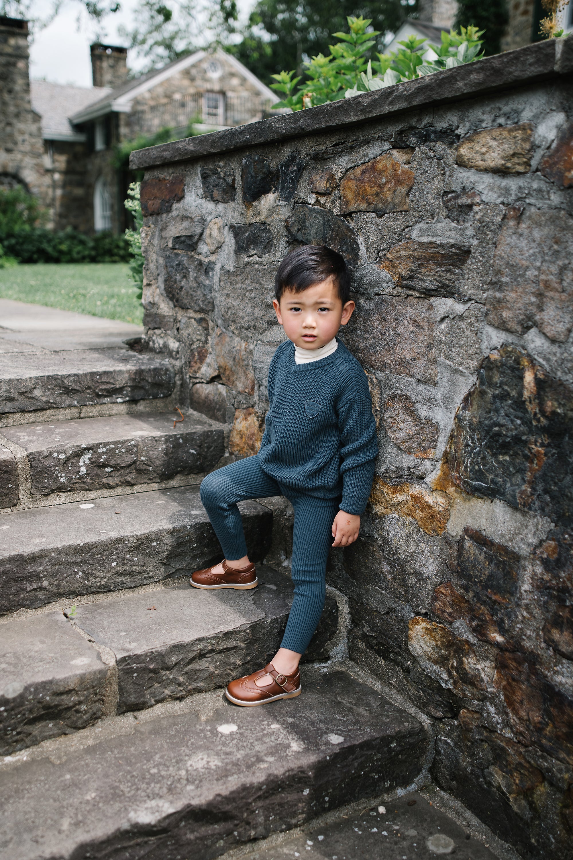 Lil Legs Slate knit v-neck set