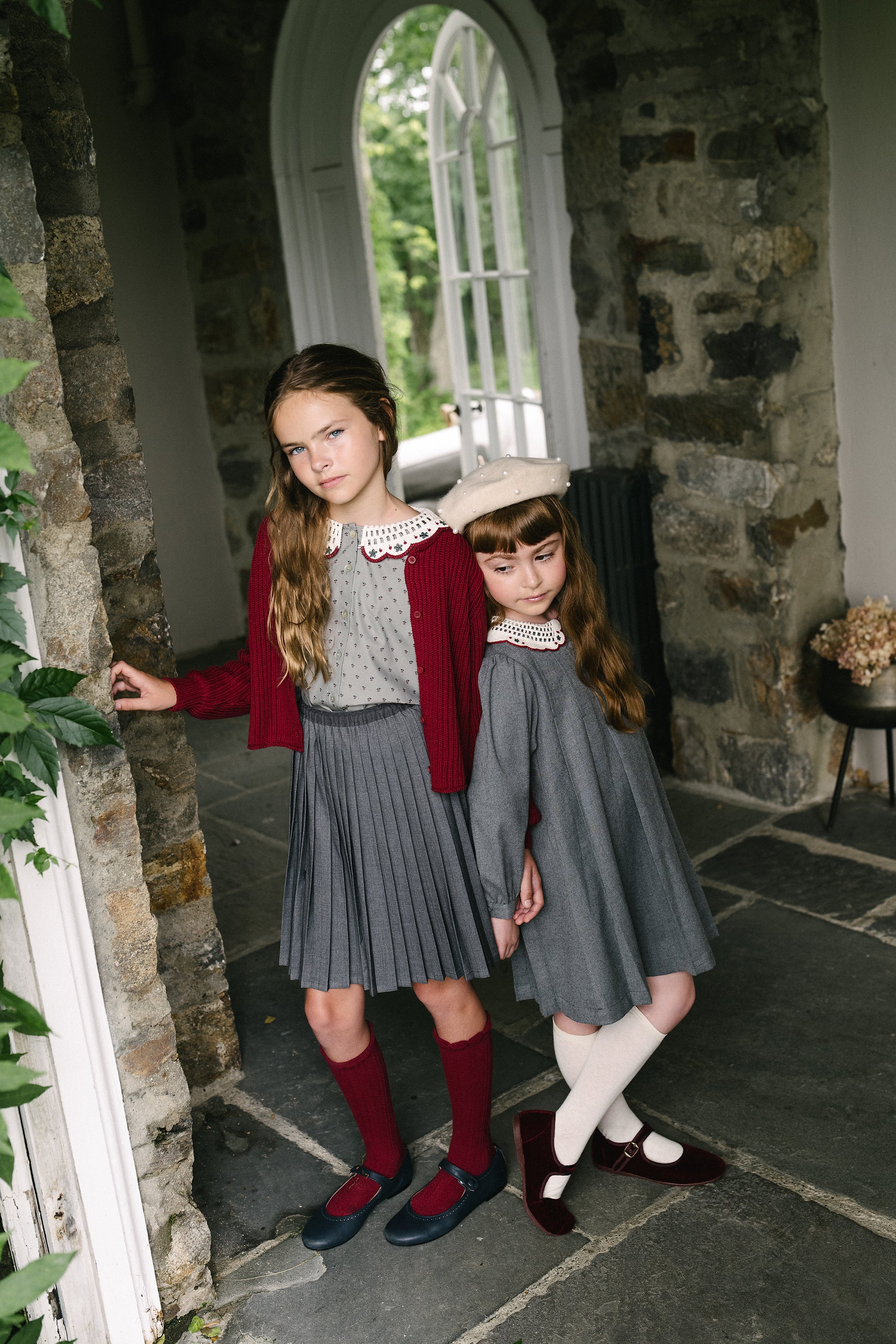 Lil Legs Knife pleated mid grey skirt