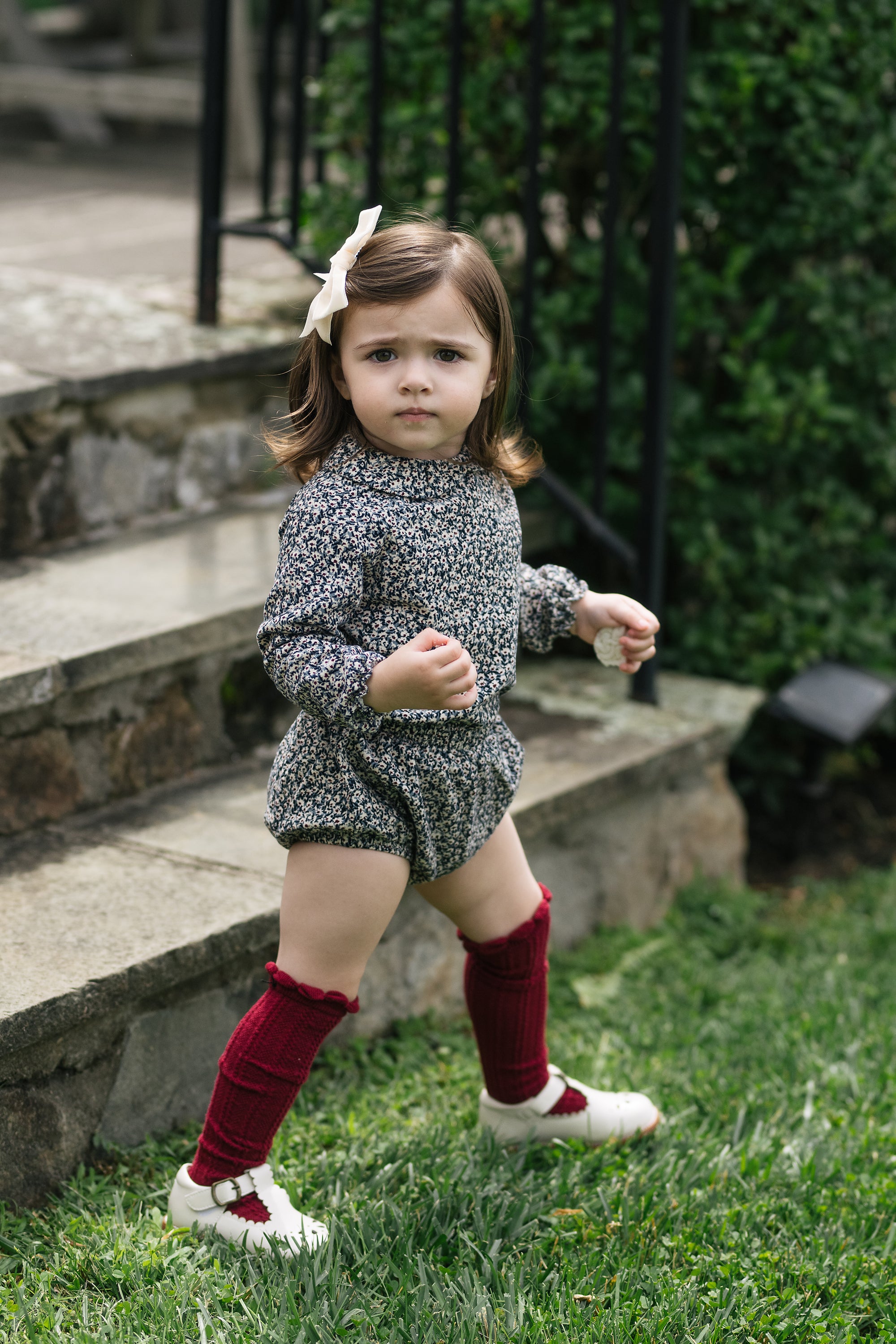 Lil Legs Daisy floral dusty blue set