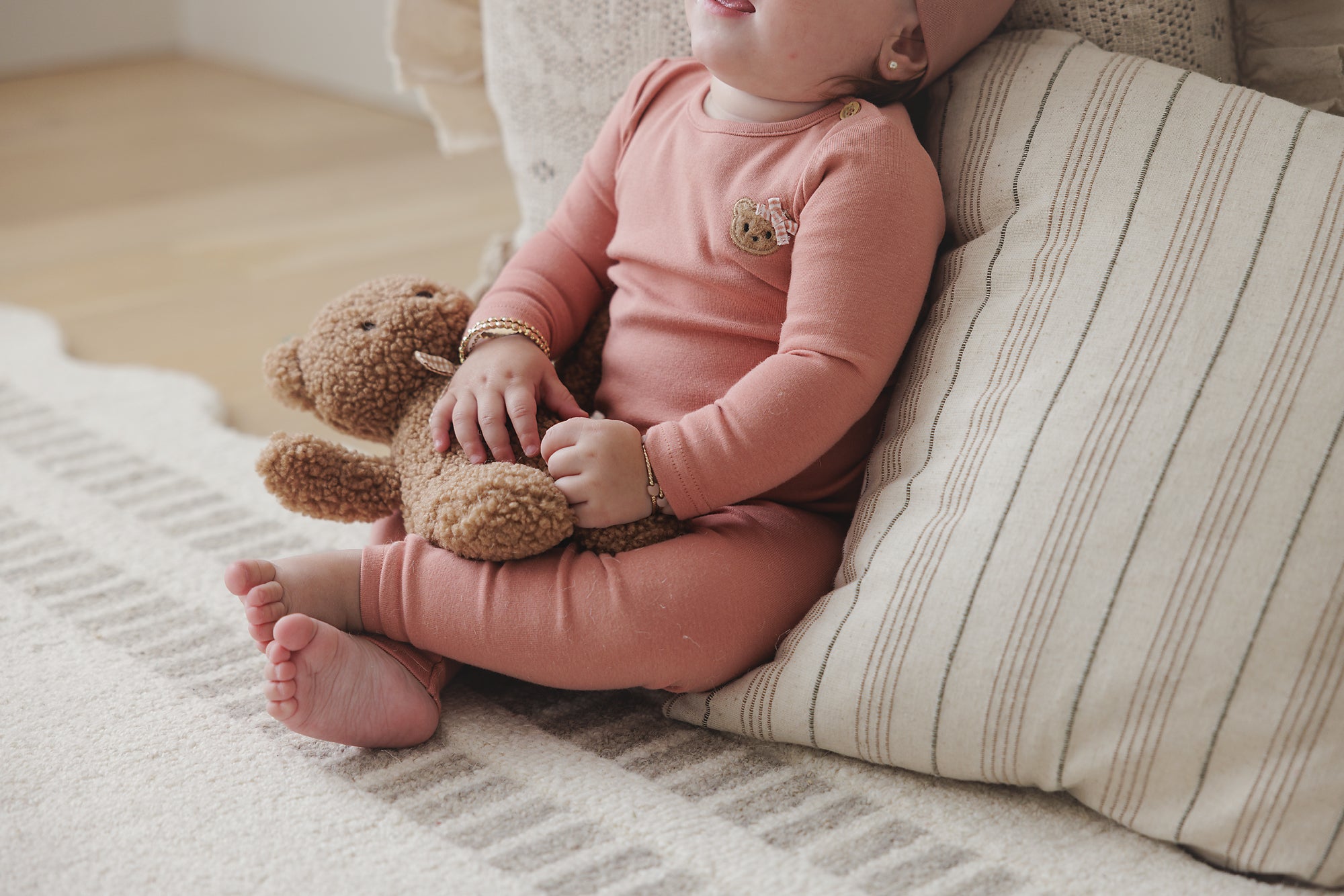 Lilette Bear applique deep pink lounge set