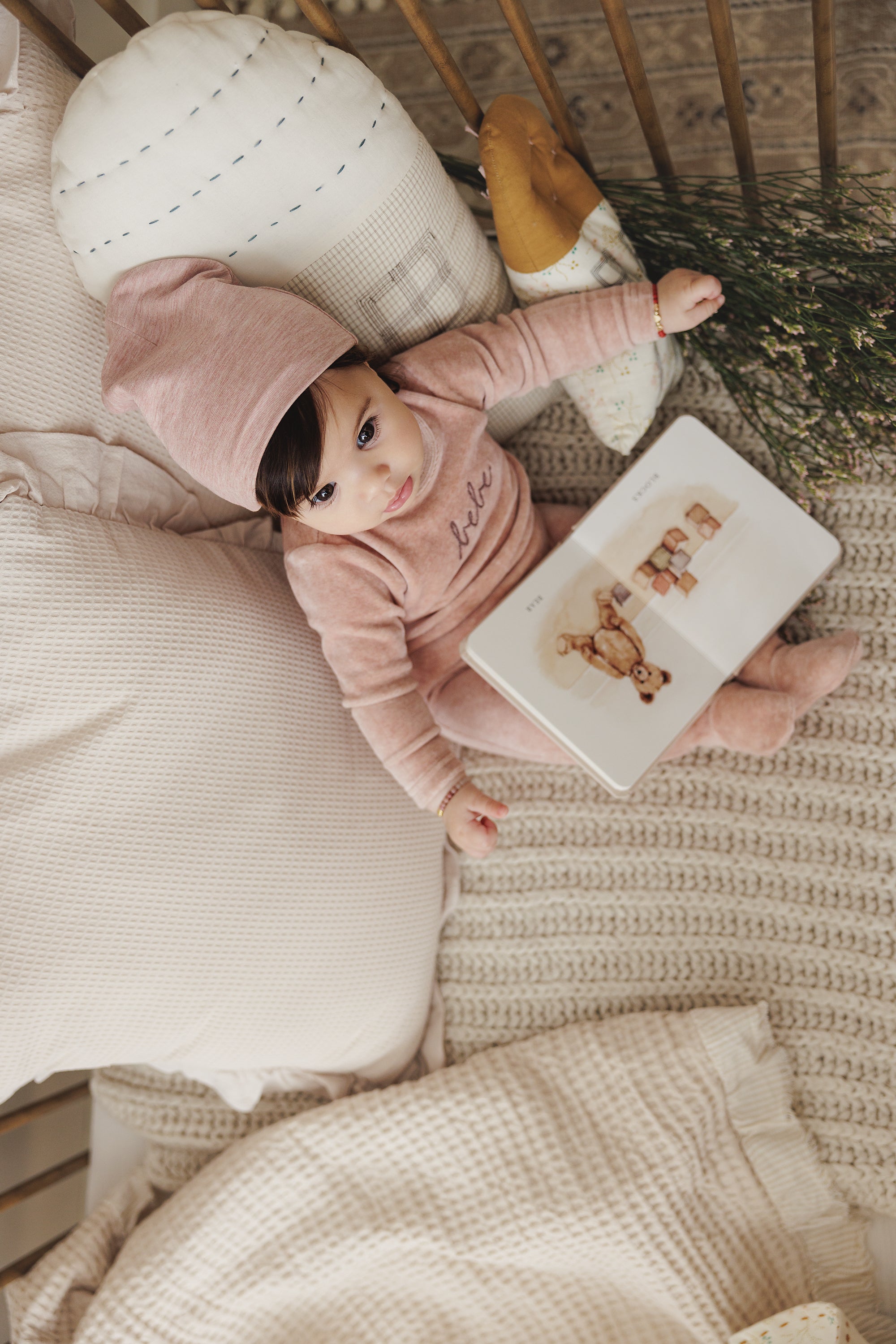 Lilette Velour bebe heather pink footie set