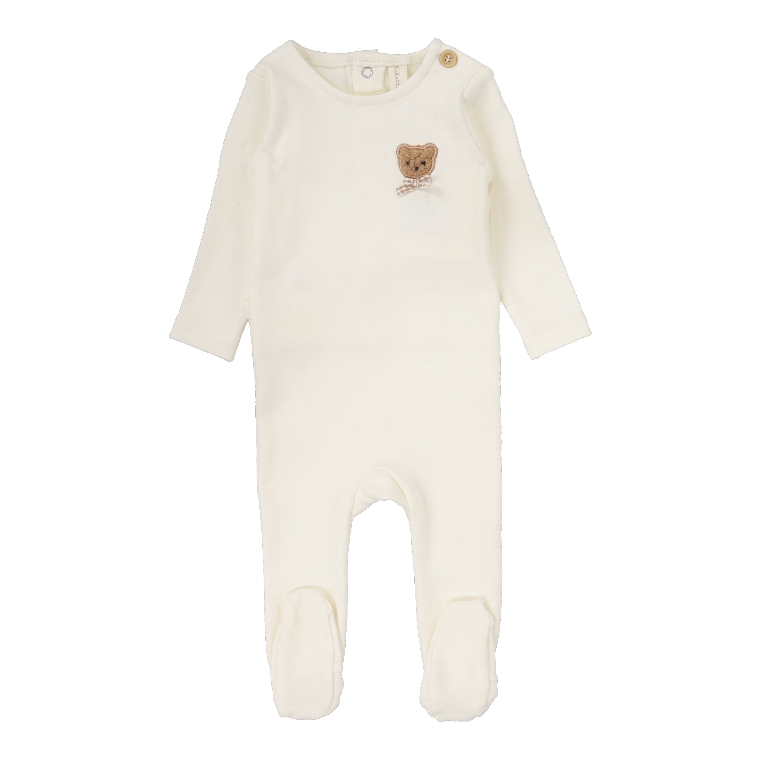 Lilette Bear applique cream footie