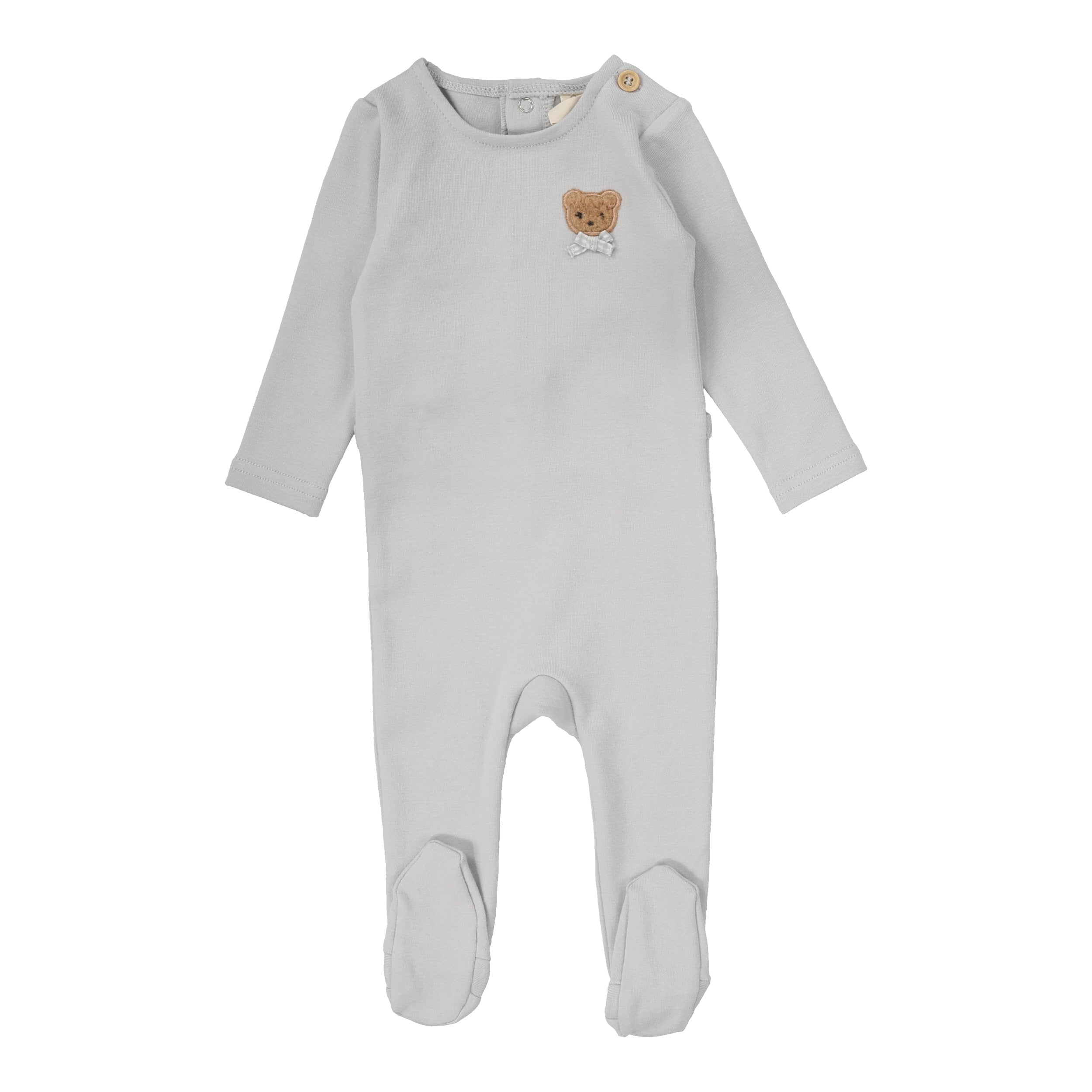 Lilette Bear applique pale blue footie