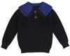 Contrast collar navy chunky knit sweater by Belati