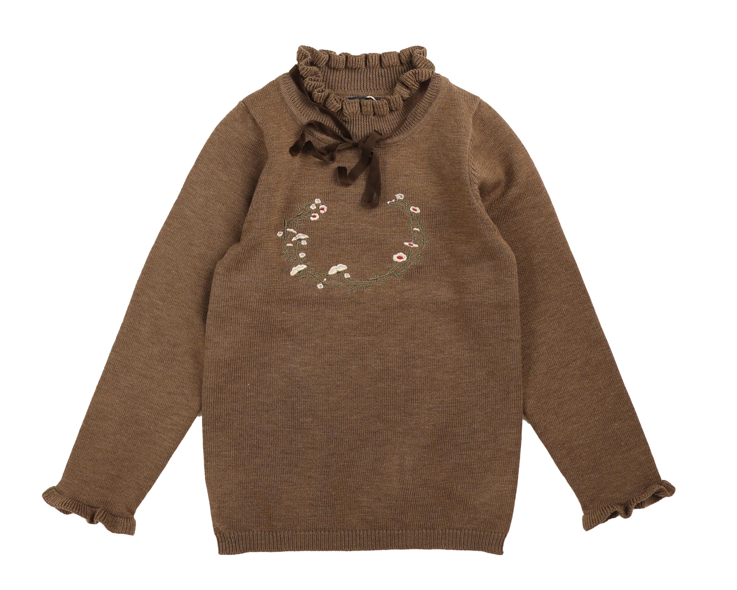 Belati Crest embroidered neck ribbon mocha shell