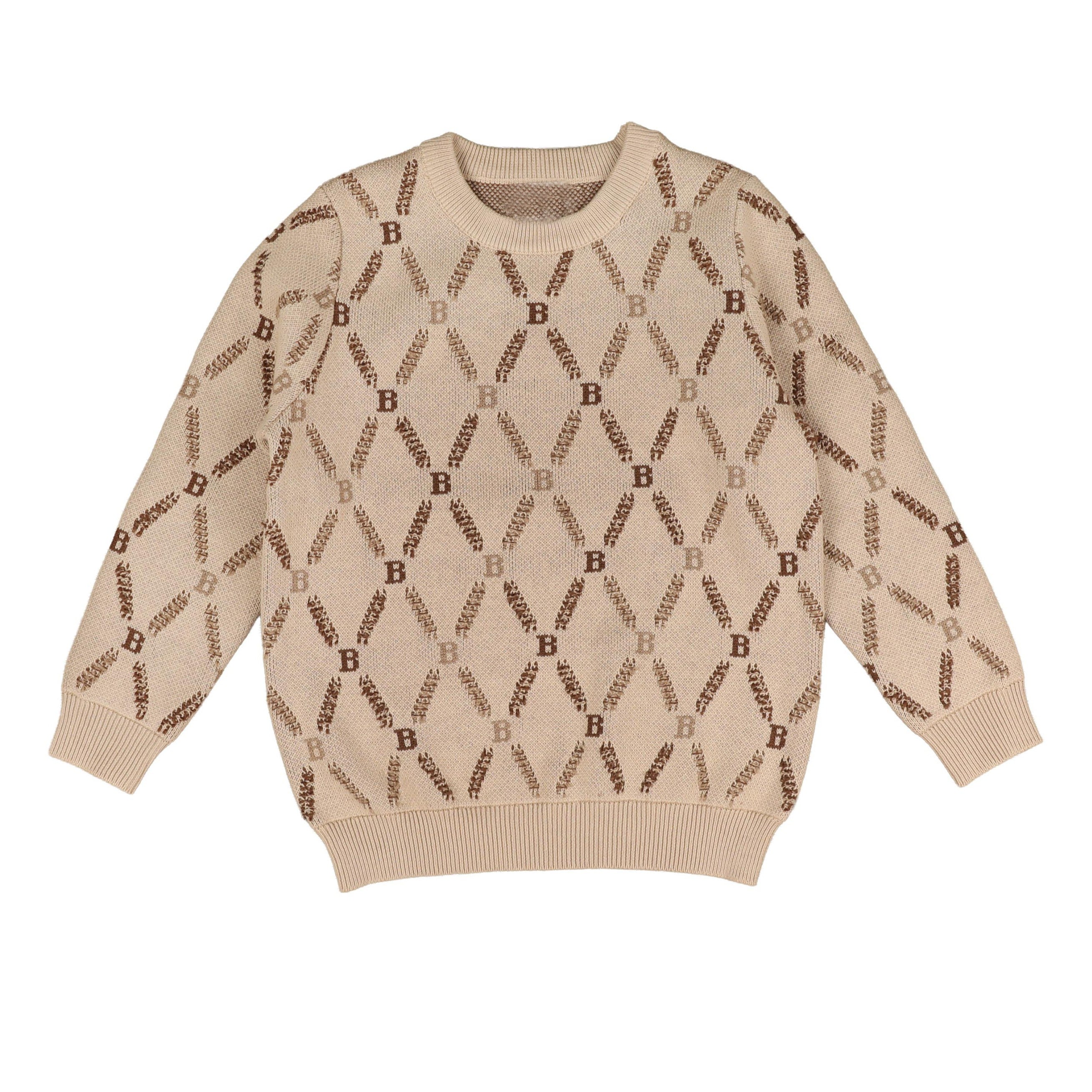 Belati Argyle B stone sweater