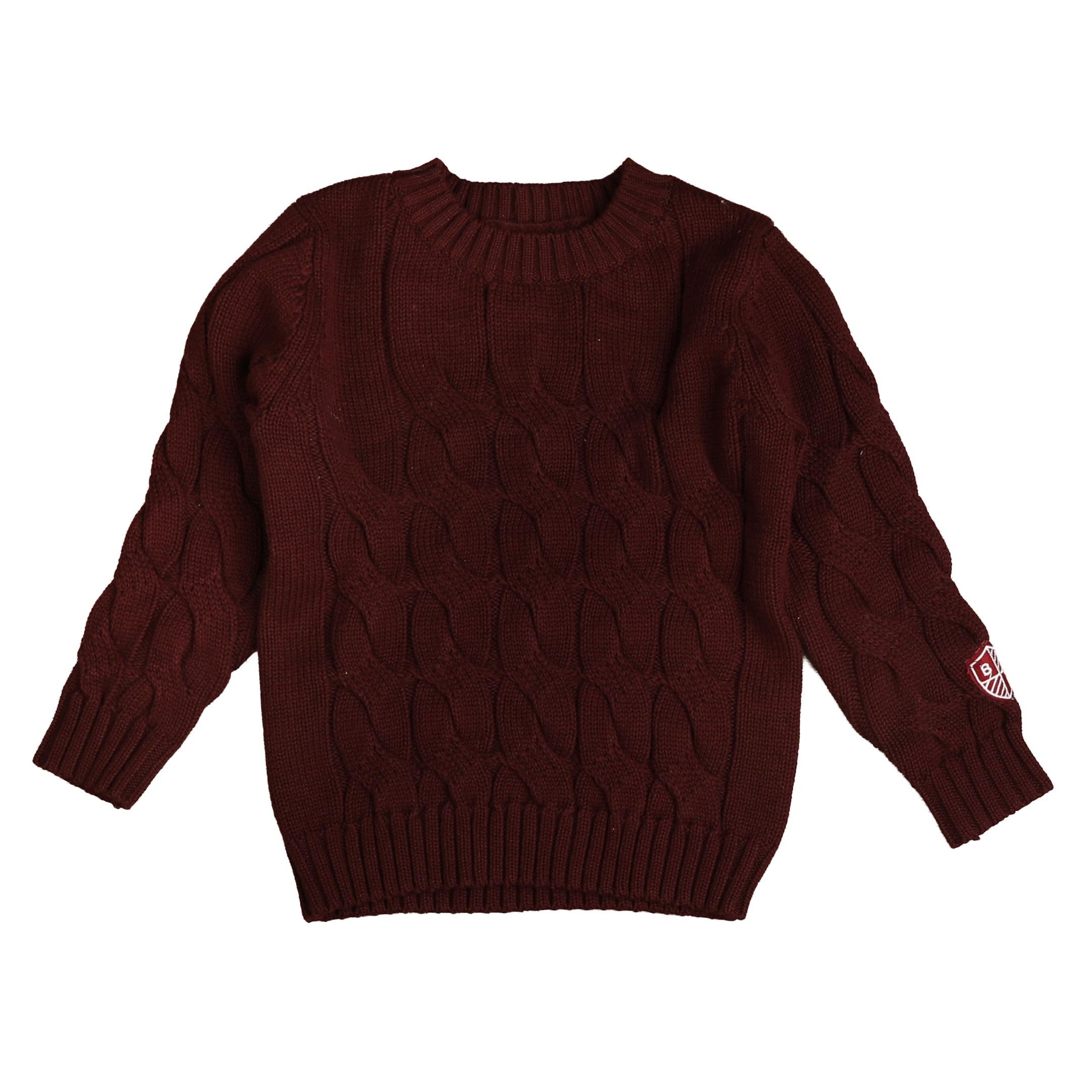 Belati Badge sleeve wine cable sweater