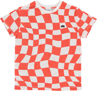 Red orange check t-shirt by Beau Loves