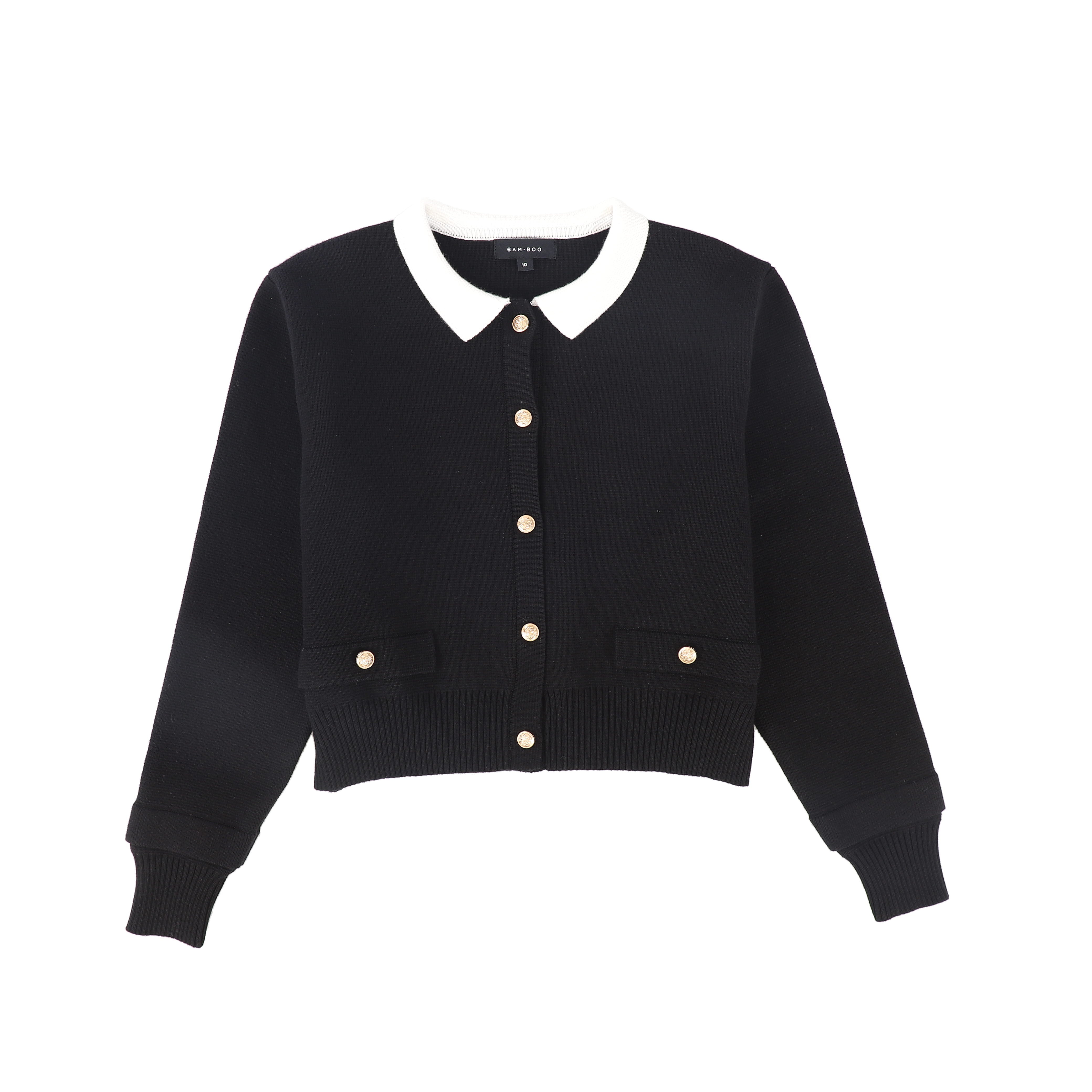 Bamboo Buttoned knit black blazer