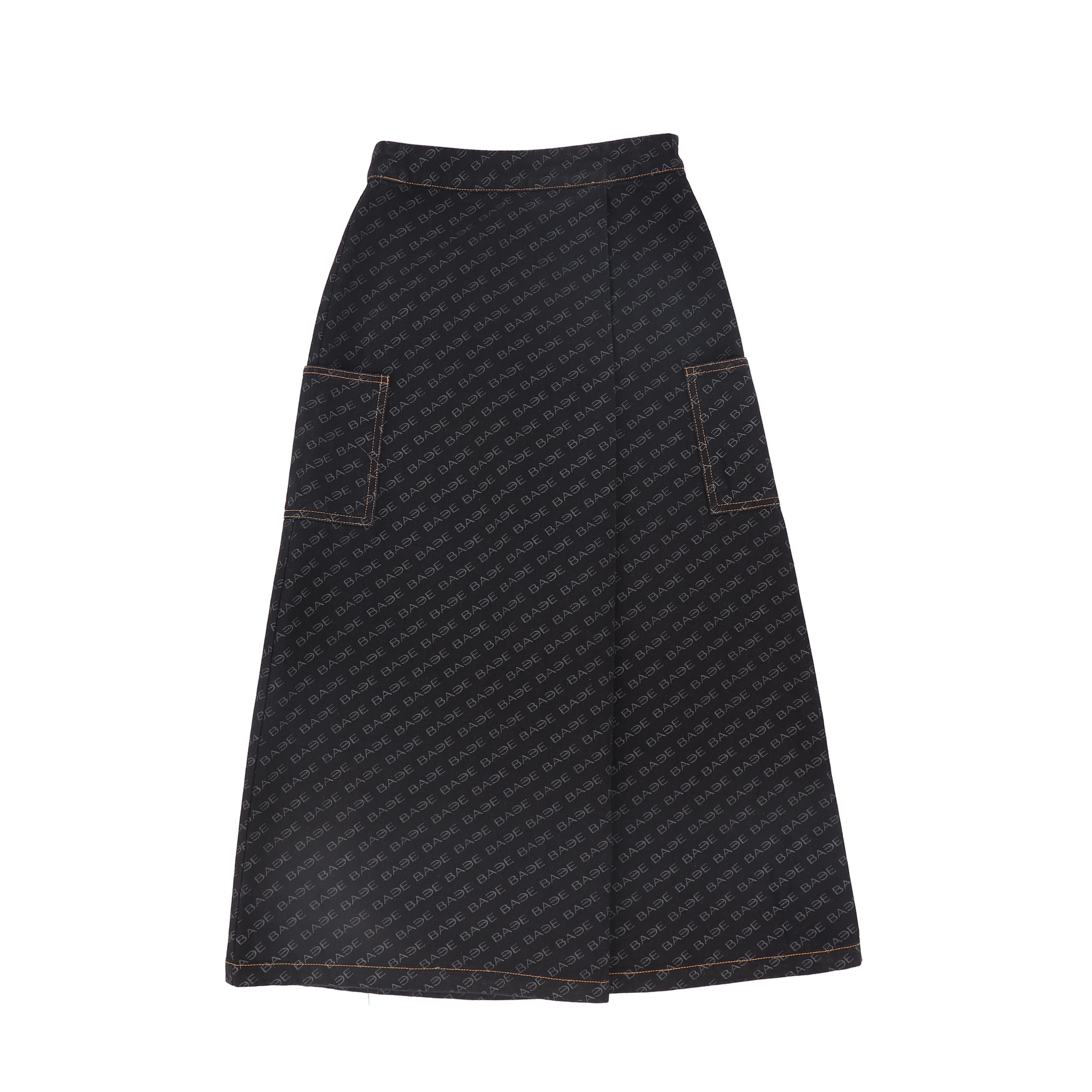 Bace Printed black denim maxi skirt