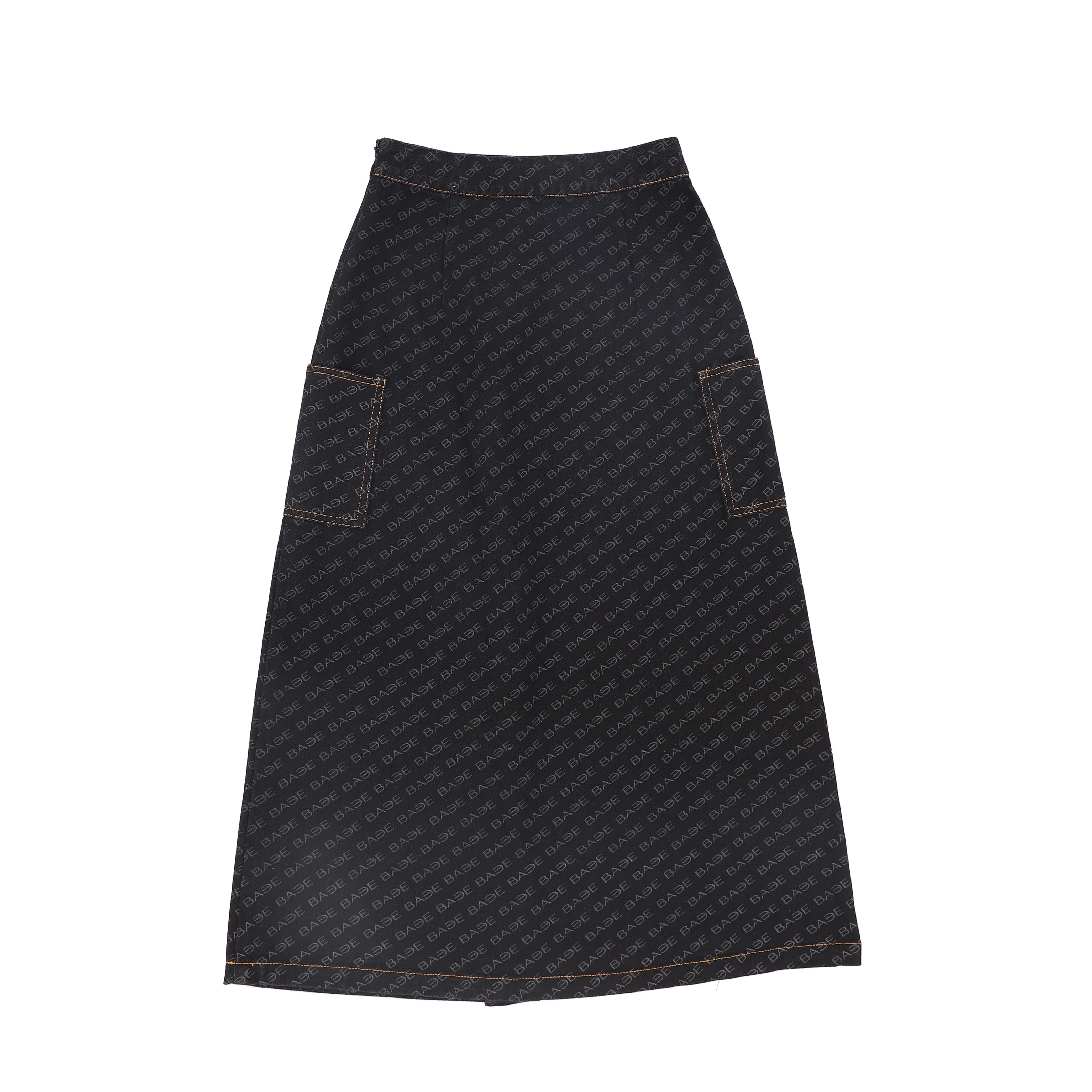 Bace Printed black denim maxi skirt