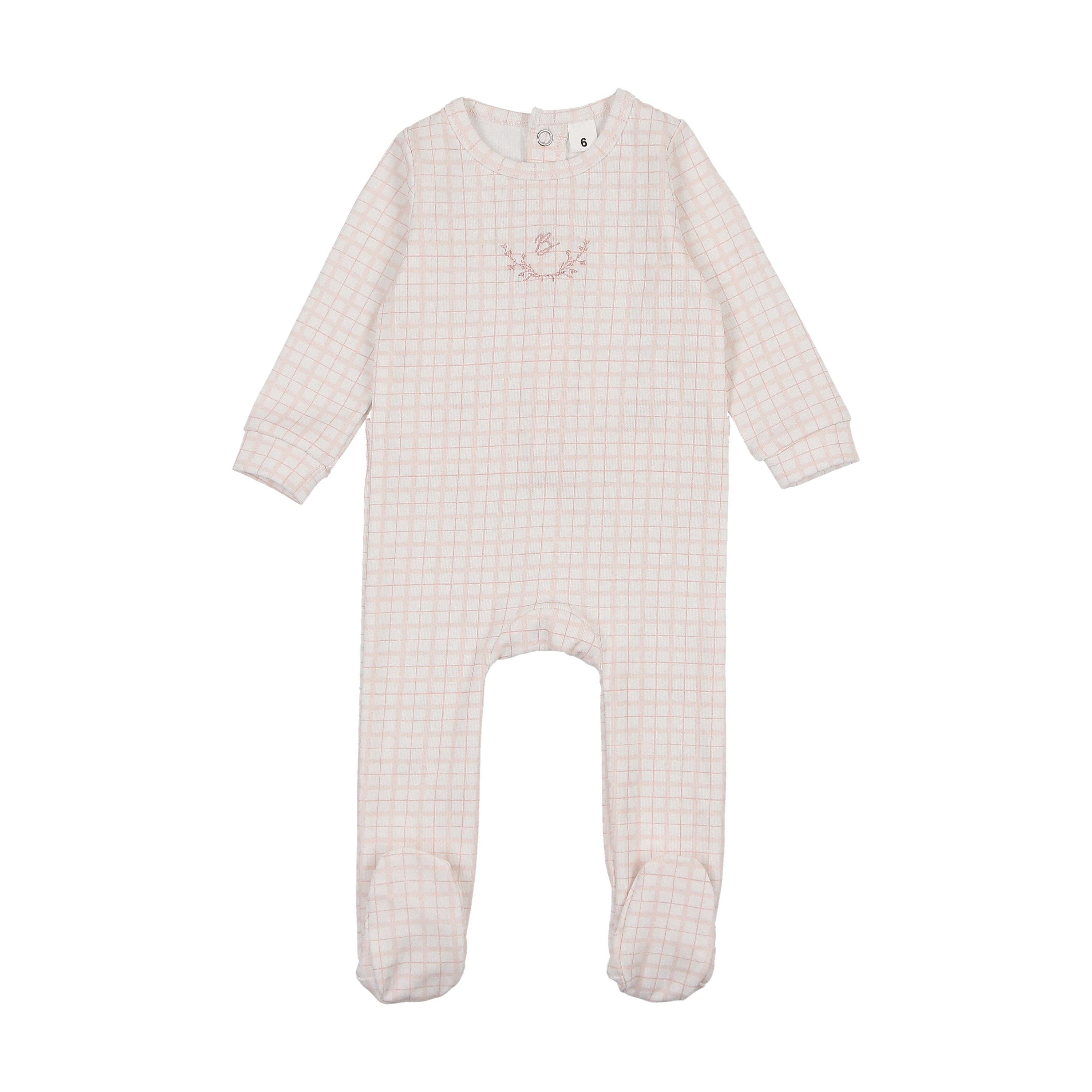 Bonjoy Dainty emblem pink grid footie - Flying Colors