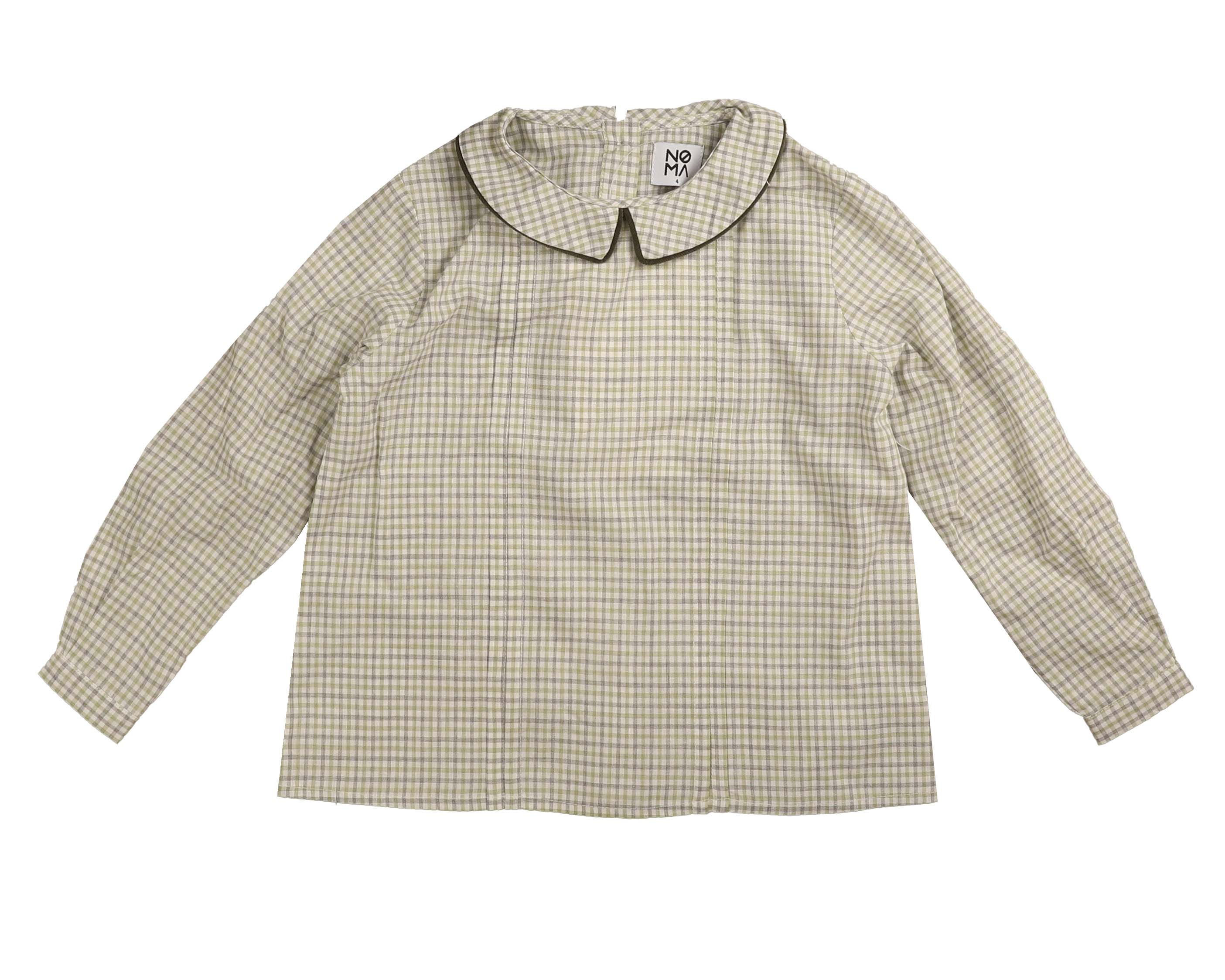 Belati Plaid peter pan neck green shirt