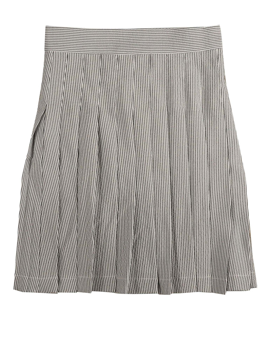 Seersucker pleated navy skirt by Belati