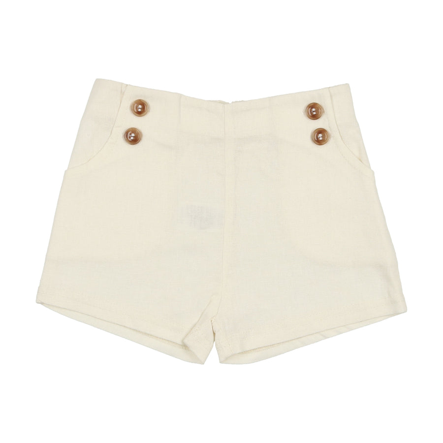 Button cream shorts by Lil Leggs