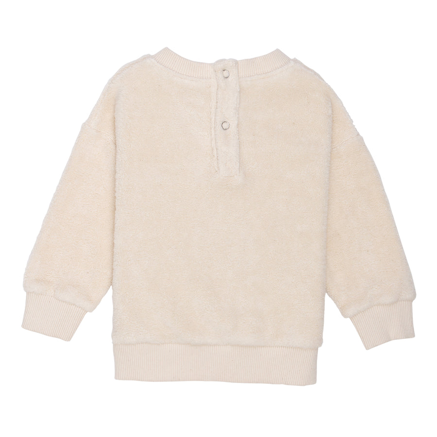 Ecru/navy fluffy sweatshirt set by Wynken