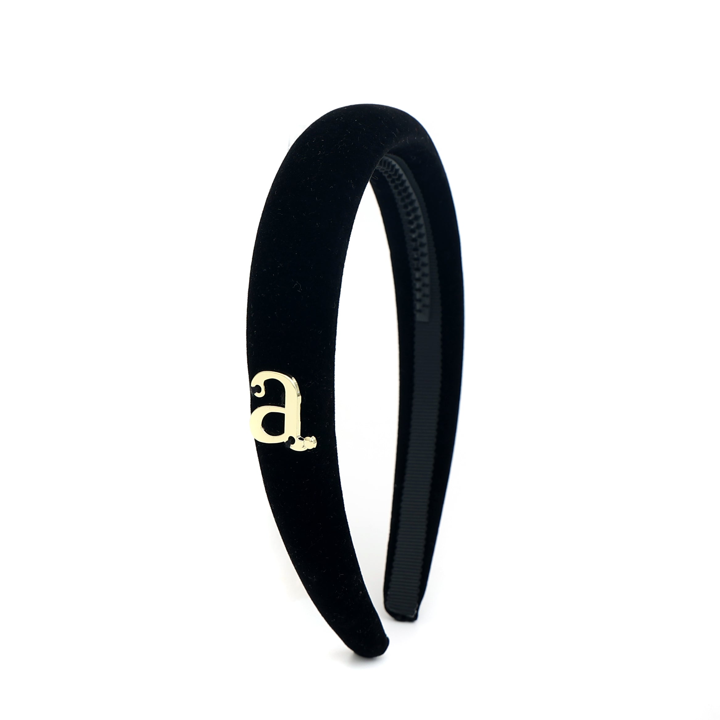 Archi Black velvet headband, gold charm