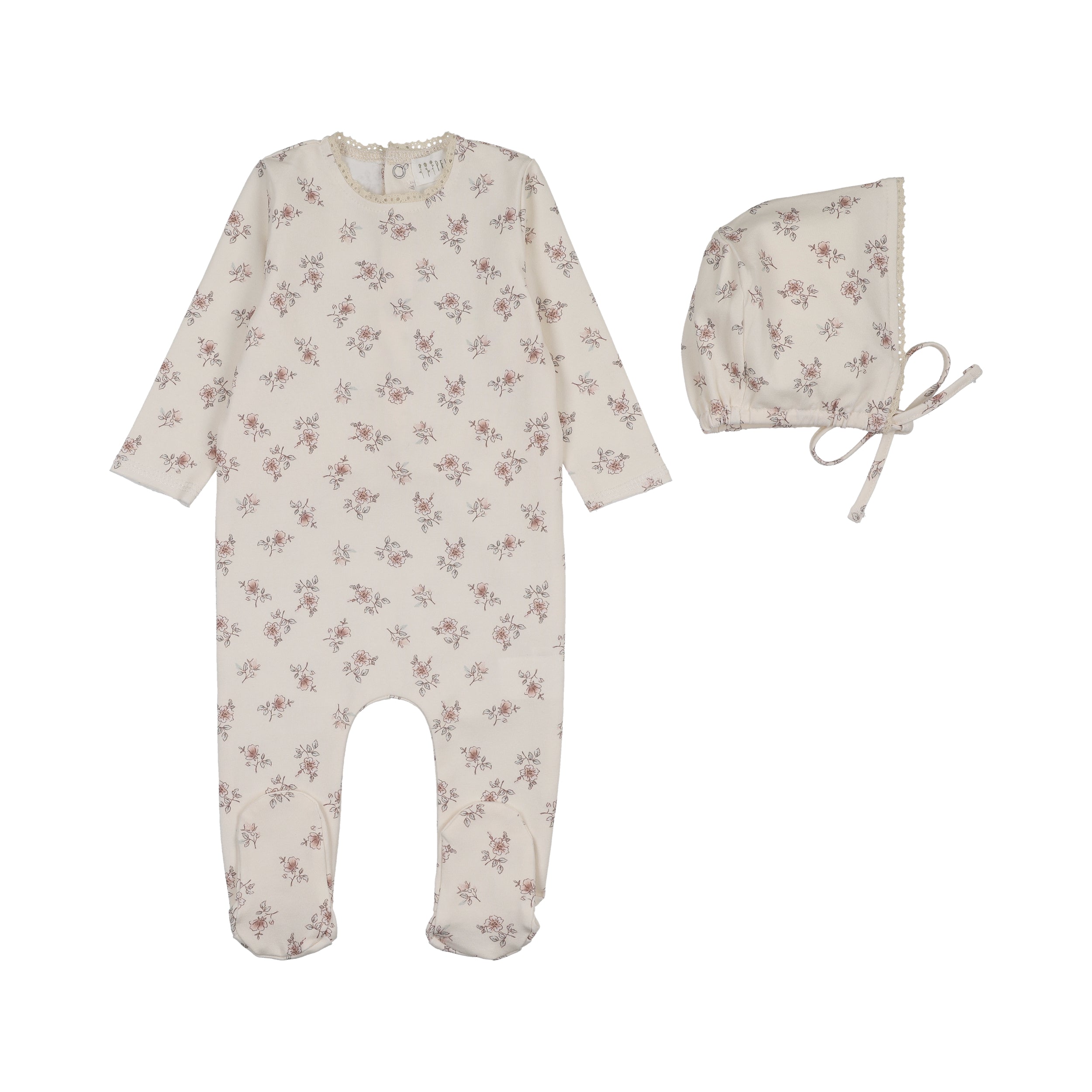 Peluche Blossom rose footie set