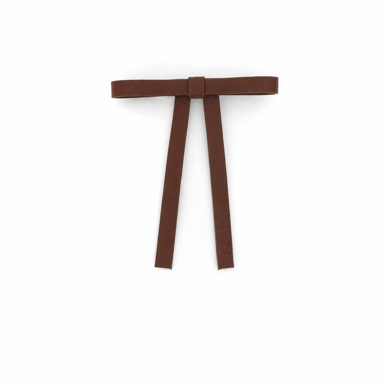 Archi Brown leather embossed bow