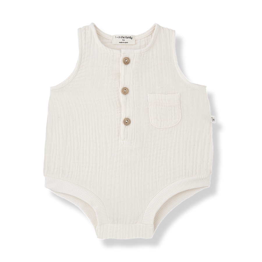 1+ in the Family Yago Romper - Ecru