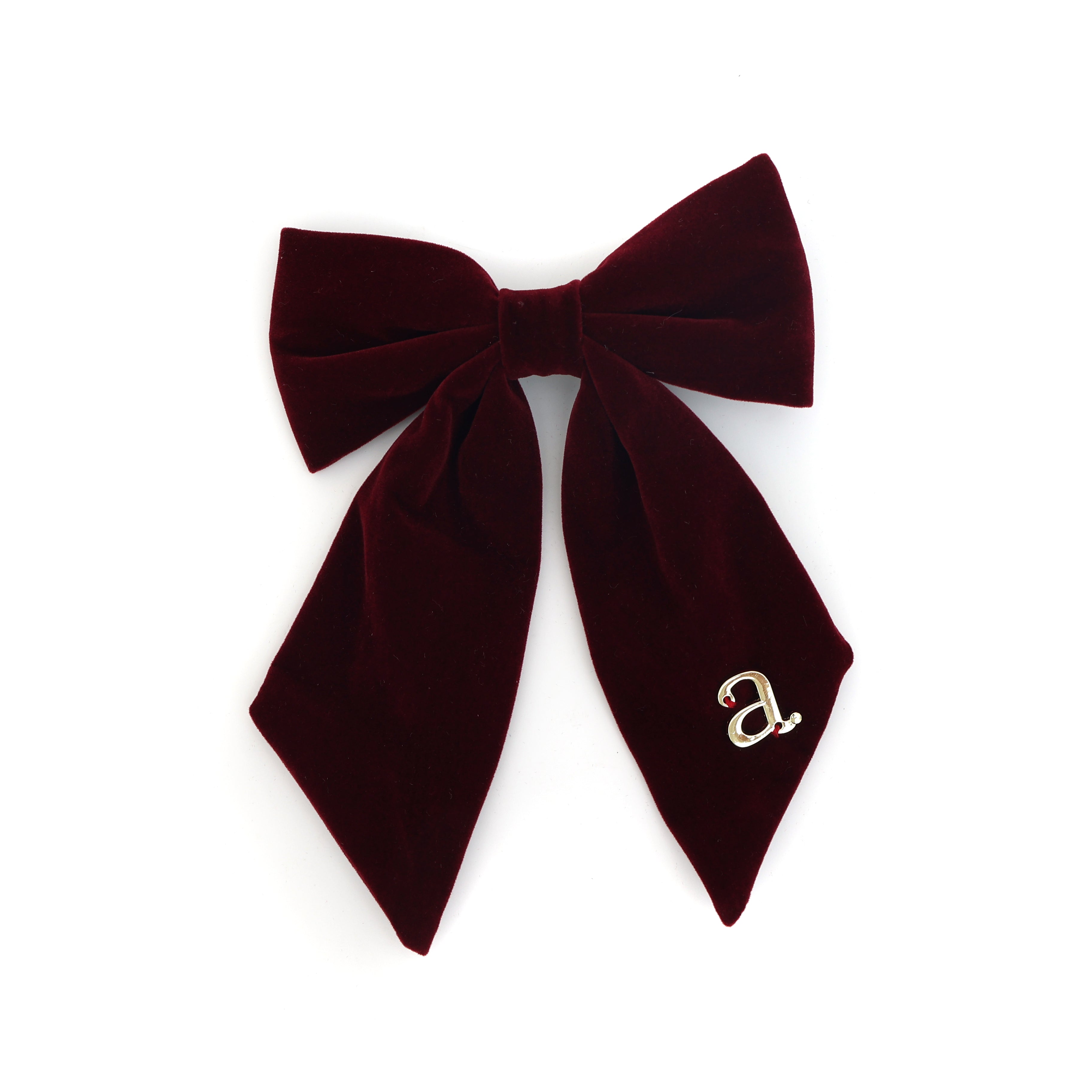 Archi Burgundy velvet bow, gold charm
