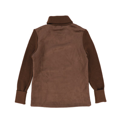 Suede brown knit turtleneck top by Bamboo