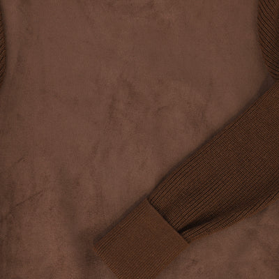 Suede brown knit turtleneck top by Bamboo