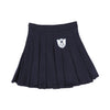 Pleated emblem navy wool skirt by Bamboo